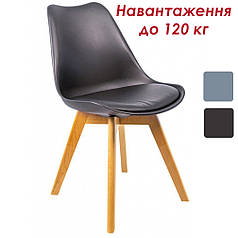 Кухонний стілець (крісло) зі спинкою на ніжках Bonro B-487 чорне для кухні їдальні вітальні