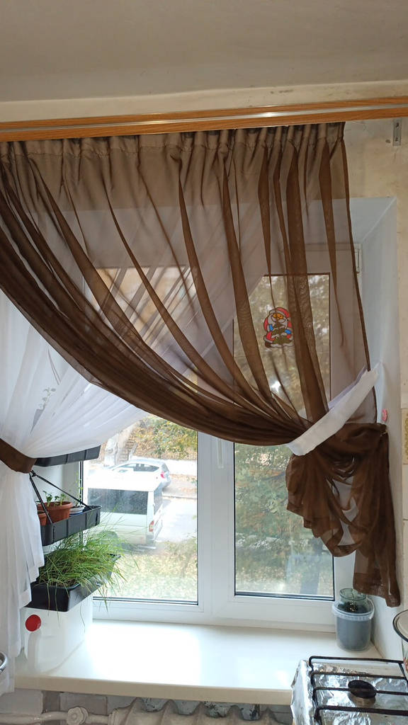 Кухонна тюль арка №204- Темний шоколад - фото покупців 1