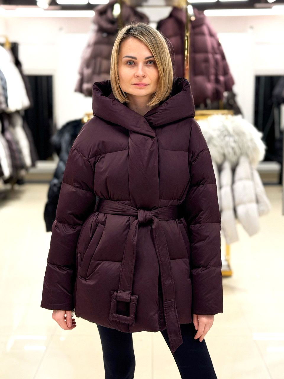 Пуховик жіночий ZLLY 25515 WINE BROWN, фото 1