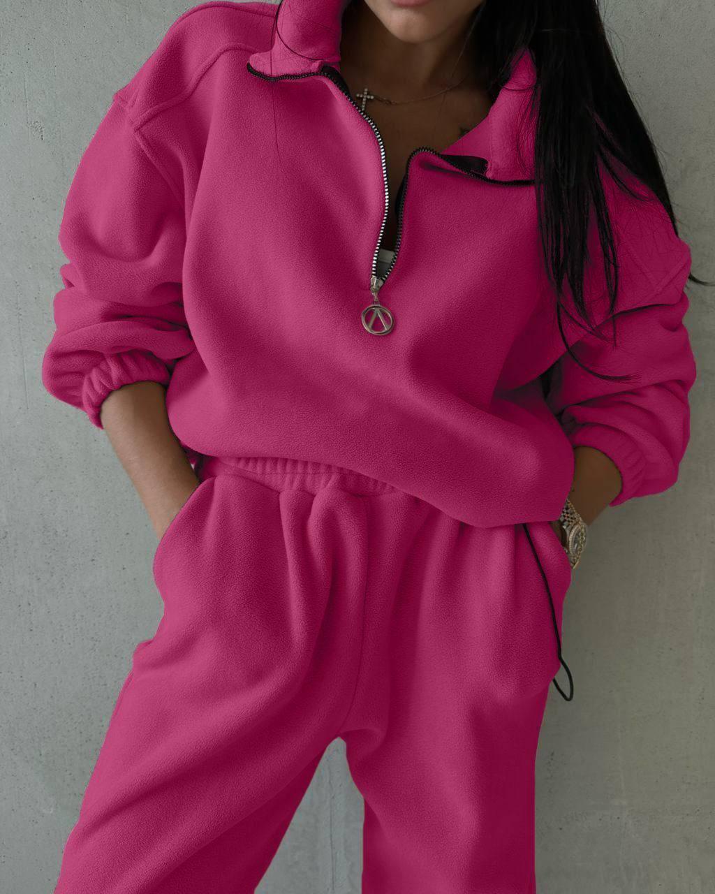 Костюм двійка з флісу «Полар» Модель: 1532-158 Колір: хакі, малина, шоколад, чорний, молоко, світлий беж, графіт, фото 1