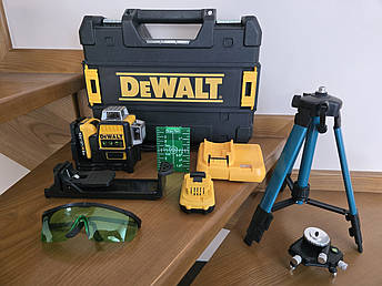 Лазерний рівень Dewalt 089LG 3D 12 ліній + штатив 1м. + триножка, фото 1