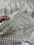 Тюль сіточка бежева з мереживом 1,50 м х 2,75 м фатин, фото 2