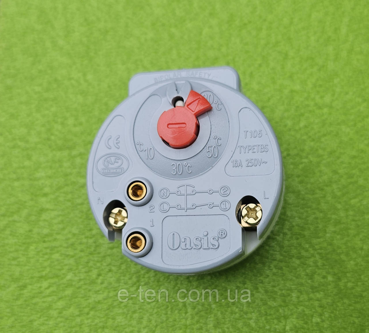 Терморегулятор механічний TBS / 16А / 250V з термозахистом (до ТЕНів) / L=265мм (СІРИЙ)  OASIS