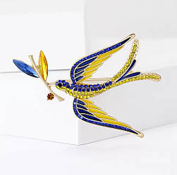 Брошка патріотична Пташка у жовто-синьому кольорі