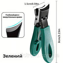 Кніпсер/кусачки пружинні вигнуті скошені для товстих врослих вікових нігтів  Зелений