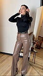 Шкіряні жіночі штани з ідеальною посадкою, фото 3