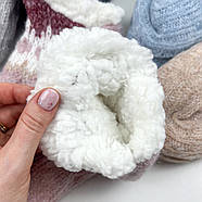 Жіночі теплі короткі шкарпетки на хутрі з тормозками Сірий, фото 3