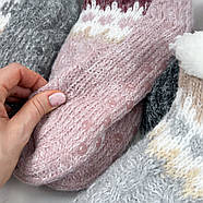 Жіночі теплі короткі шкарпетки на хутрі з тормозками Сірий, фото 2