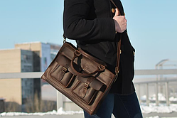 Оригінальний подарунок чоловікові шкіряний портфель коричневий 38см*28см,подарунок колезі чоловікові,шкіряна сумка для ноутбука