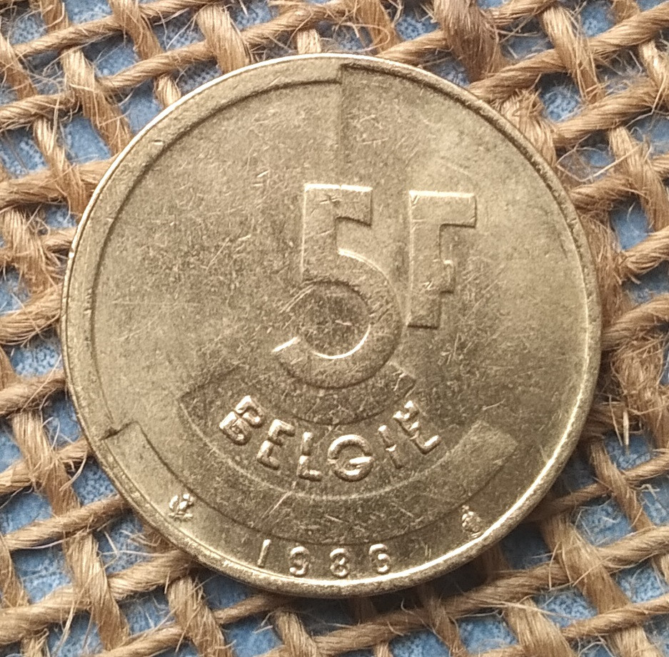 5 франкiв 1986 року. Бельгiя, фото 1