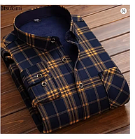 Сорочка в карту, тепла, фланель + фліс. Класика.  На флісовому хутрі. 50-52-54-56 р. Качество.