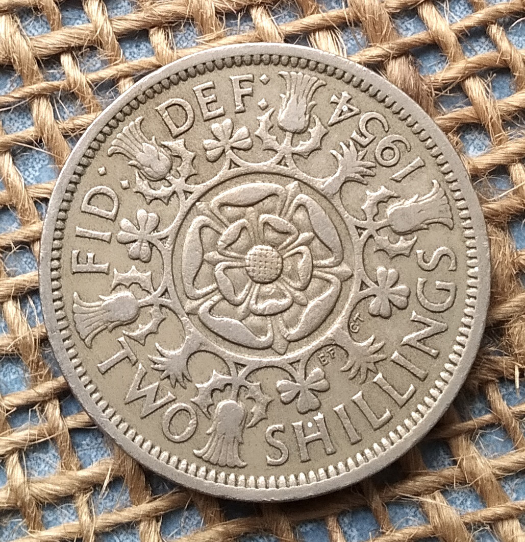 2 шилiнги (флорин) 1954 року. Велика Британiя, фото 1