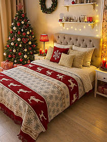 Плед бавовняний Sarar Battaniye двосторонній Новорічний 200х240 см