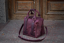 Жіноча сумка саквояж 27см*27см,сумка для перукарського інструмента,сумка марсала,сумка дорожня саквояж