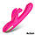 Потрійний вібратор з подвійним постукуванням та вилянням пальчика для клітора рожевий 22.5 см, фото 4