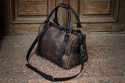 Сумка дорожня саквояж шкіряна коричнева 40см*27см,шкіряні сумки ручноі роботи,дорожні сумки чоловічі