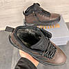 Зимові чоловічі шкіряні черевики, кросівки на блискавці коричневі утеплені з натуральної шкіри на хутрі на зиму, розмір 40-45, фото 5