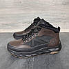 Зимові чоловічі шкіряні черевики, кросівки на блискавці коричневі утеплені з натуральної шкіри на хутрі на зиму, розмір 40-45, фото 2