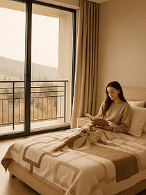 Плед бавовняний Sarar Battaniye двосторонній Бант та квадрати 200х240 см