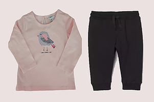 Зручний комплект для дівчинки реглан та чорні джогери OVS 74 см (9-12М)