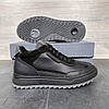 Зимові чоловічі шкіряні черевики, кросівки на блискавці чорні утеплені з натуральної шкіри на хутрі на зиму, розмір 40-45, фото 3