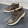 Зимові чоловічі шкіряні черевики, кросівки коричневі утеплені з натуральної шкіри на хутрі на зиму для чоловіків, розмір 40-45, фото 4