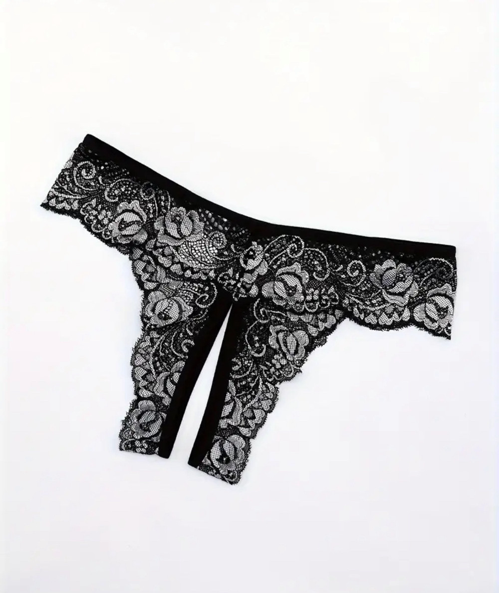 Ажурні трусики з доступом (Сірий, р.XXL), фото 1