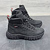 Зимові чоловічі шкіряні черевики, кросівки чорні утеплені з натуральної шкіри на хутрі на зиму для чоловіків, розмір 40-45, фото 2
