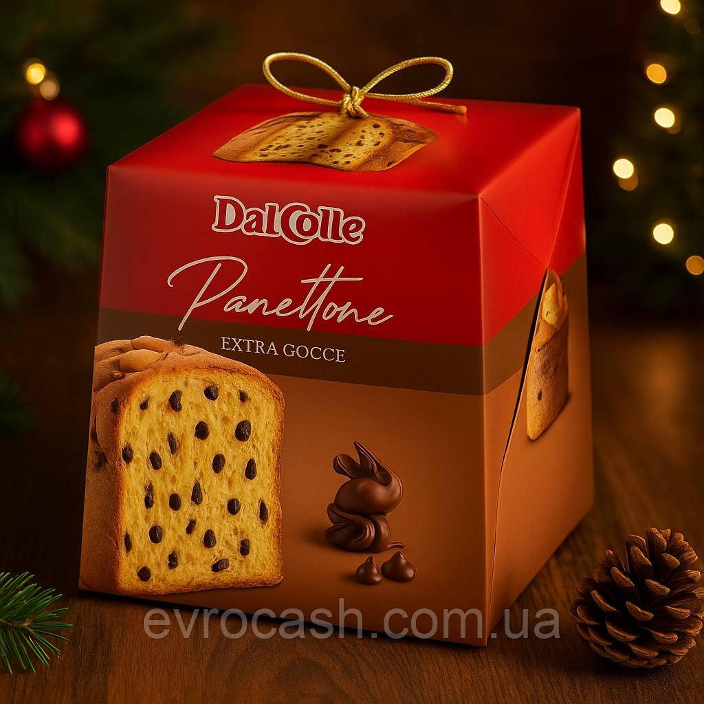 Панеттон Dal Colle Gocce Cioccolate з шоколадними крихтами 750 гр, фото 1