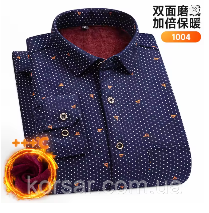 Сорочка вельвет, тепла, двошаровий фліс. Класика.  На флісовому хутрі. 50-52-54-56 р. Качество., фото 1