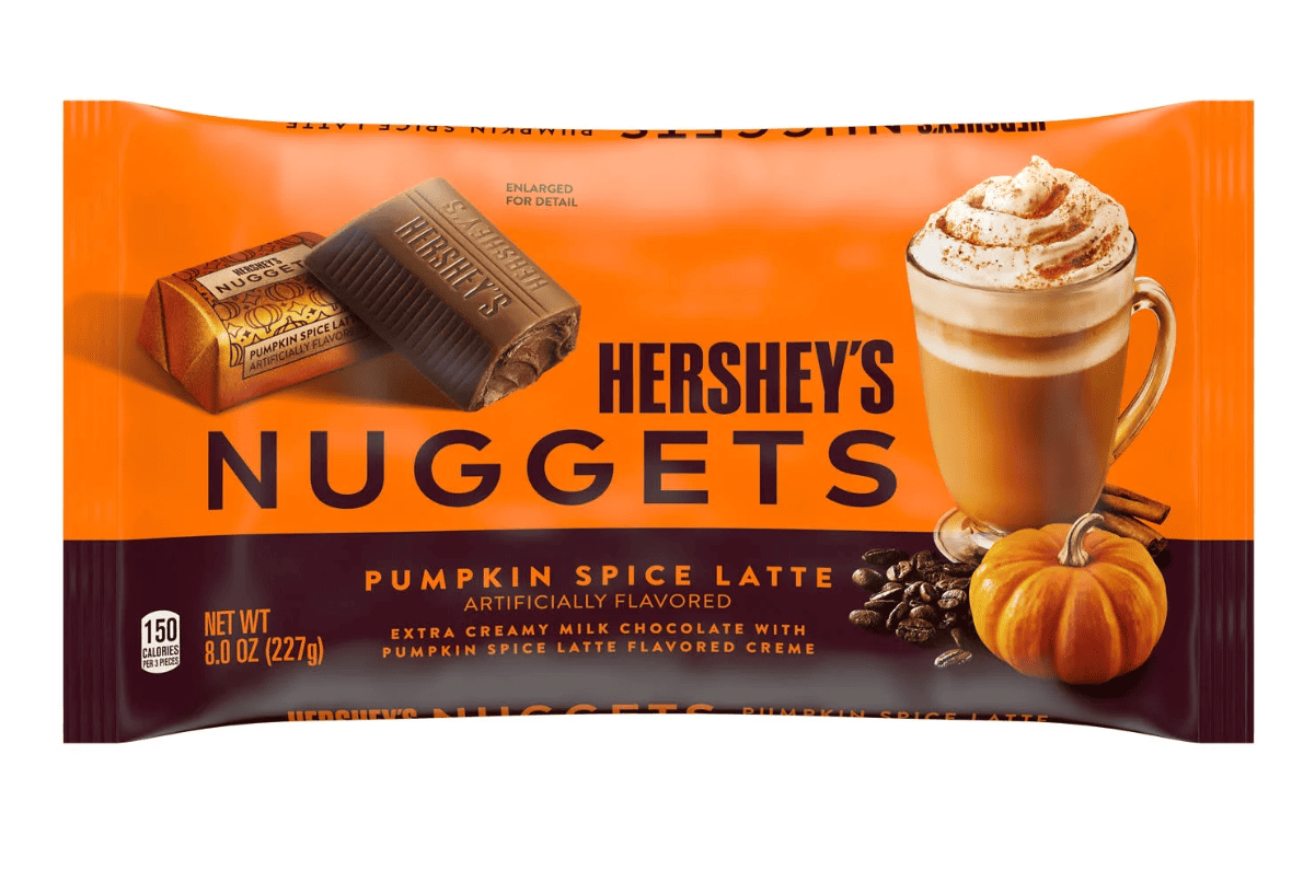Шоколадні цукерки Hershey's Nuggets Pumpkin Spice Latte Flavored Halloween Candy​​​​​​​ 227г, фото 1