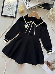 В'язане плаття на дівчинку з брошкою Чорний 38035 , 113, XDY, Чорний, Для дівчаток, Осінь Зима, 116