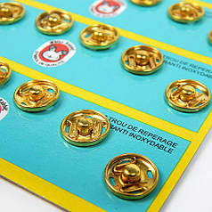 Кнопки пришивні №1 металеві, Ø 10 мм, золотий (набір 6 шт)