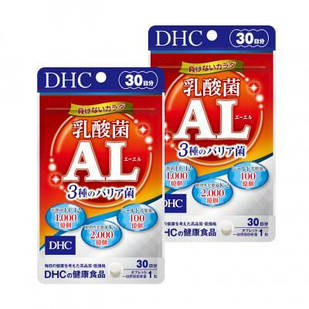 DHC AL молочнокислі Лактобактерії 3-х видів EC-12, K-2, Shield Lactic, 30 таблеток х 2 упаковки