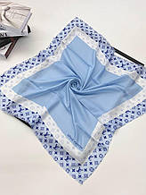 Жіноча брендова хустка Louis Vuitton демісезонна 100*100 см блакитна