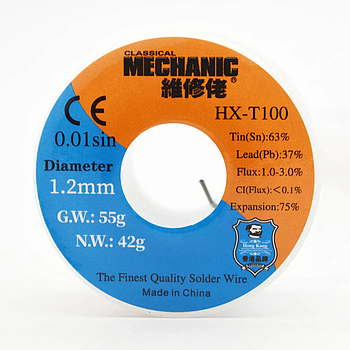 Припій Mechanic HX-T100 Sn 63%/Pb37% (1.2mm/55g)