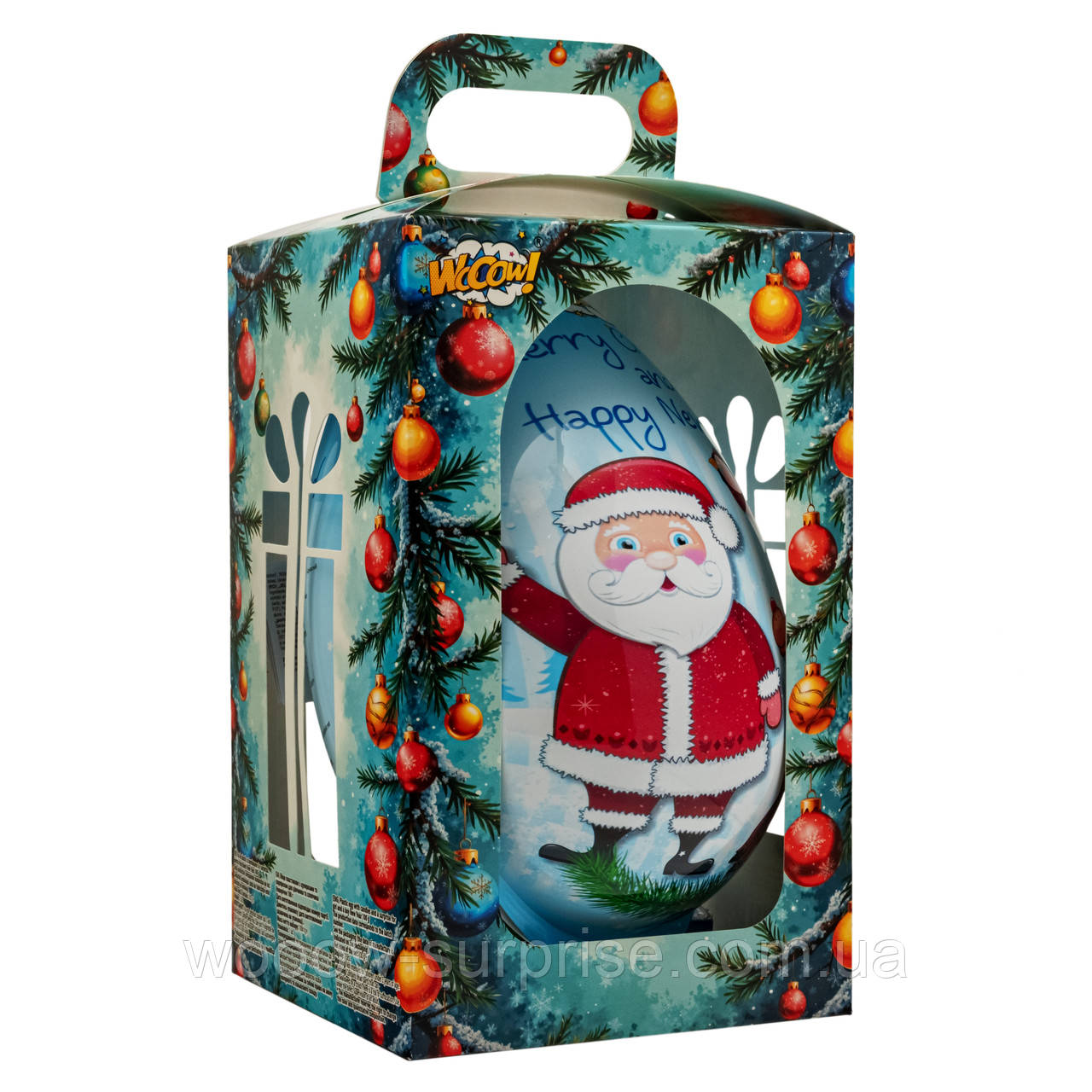 Яйце пластикове з цукерками та сюрпризом для дівчинки та хлопчика Новорічне 100г, фото 1