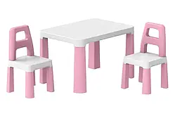 Стіл дитячий з двома стільцями рожевий 0457 ТЕХНОК Виготовлено в Україні  якість