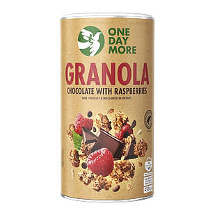 Гранола One Day More Granola, з чорним шоколадом і малиною в банці 400 г.