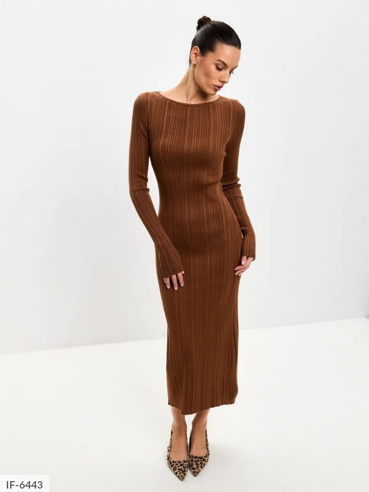 Плаття жіноче красиве стильне приталене силуетне нижче колін міді машинне фактурне в'язання