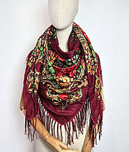 Українська народна хустка Ганна 120х120 см бордова