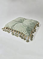 Подушка для декору Firanka Handmade королівська з бахрамою  40х40см 1шт, салатова  (п_0172_2)