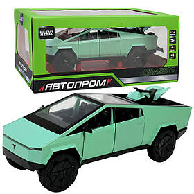 Машина метал Tesla pickups Тесла зелена 1:24 мотоцикл світло звук 23,5*8*8,5см (AP7726)