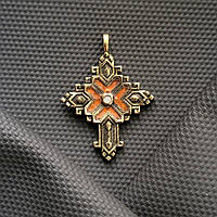 Згарда латунна підвіска з емаллю. Латунні сарди з латуні "Pandora" оздоблені гарячою емаллю M037/2 помаранчевий - білий