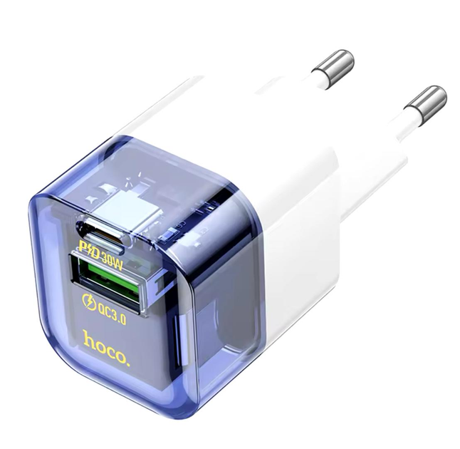 МЗП Hoco C131A Platinum dual-port PD30W+QC3.0 charger(EU) Blue