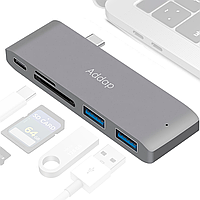 Мультифункціональний USB Type-C хаб Addap MH-07 | концентратор для ноутбука 5в1: USB 3,0 + SD + MicroSD + Type-C