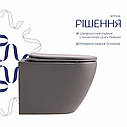 Унітаз підвісний Robin Ultra Quiet 490×365×325 мм, Stone Grey, з сидінням Slim Duroplast / Soft-close / Quick Release, фото 4