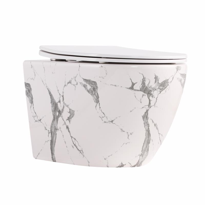 Унітаз підвісний Robin Ultra Quiet 490×365×325 мм, Marble, з сидінням Slim Duroplast / Soft-close / Quick Release QT13332381АSMR, фото 1