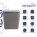 Унітаз підвісний Tern Ultra Quiet 490×365×325 мм, Stone Grey, з сидінням Slim Duroplast / Soft-close / Quick Release, фото 3