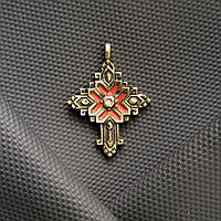 Згарда латунна підвіска з емаллю. Латунні згарди з литтєвої латуні "Pandora" оздоблені гарячою емаллю M037/4 червоний - білий